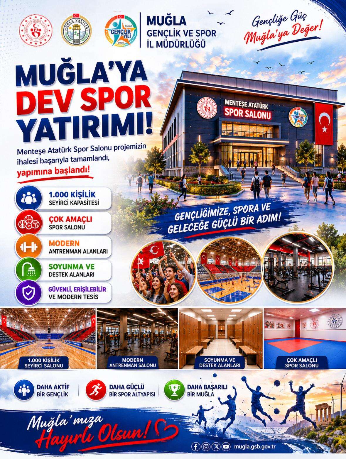 Gençlik ve Spor Bakanlığı’ndan Muğla’ya Bayram Müjdesi: Atatürk Spor Salonu İhalesi Tamamlandı 1